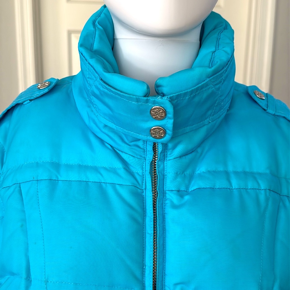 EDDIE BAUER Goose Down Turquoise Quilted  Puffer Ski Jacket w/Removable Insert-M - Picture 3 of 16